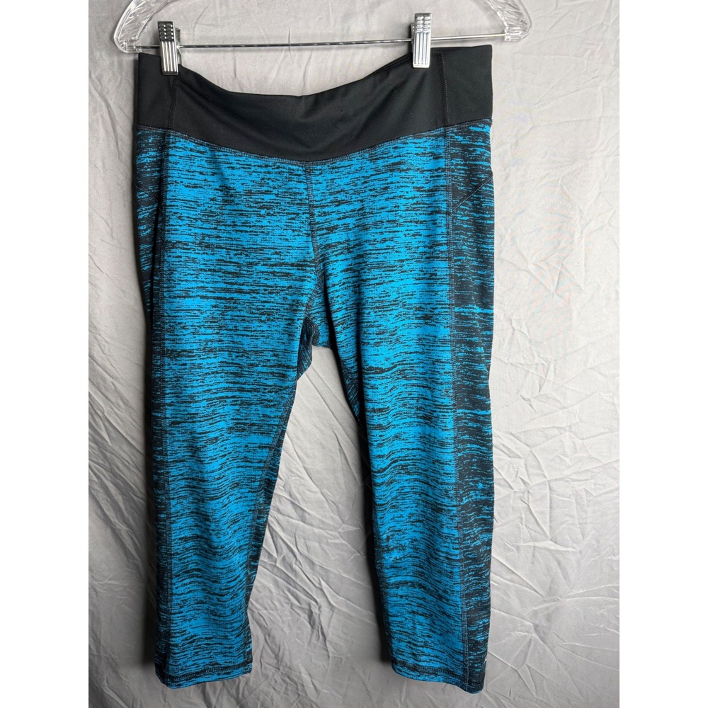 Champion Duo Dry Blue Black Space Dye Cropped Leggings Womens Large